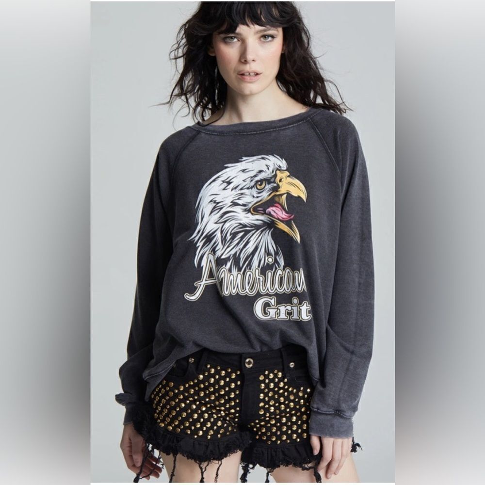 American Grit Eagle Oversized Sweatshirt RECYCLED KARMA. Medium